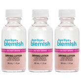 Bye Bye Blemish acne drying lotion bottle on shelf showcasing leak-free packaging for overnight spot treatment