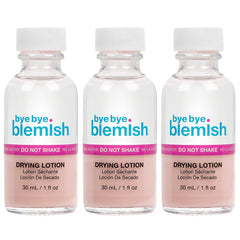 Bye Bye Blemish acne drying lotion bottle on shelf showcasing leak-free packaging for overnight spot treatment