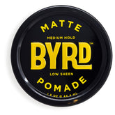 BYRD Matte Pomade pack front with compact packaging for easy on-the-go styling