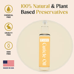 C CARE Cuticle Oil application scene highlighting quick-absorb formula for non-greasy finish.