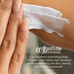 Ingredients swatch of C.O. Bigelow Bergamot Body Lotion highlighting hydration