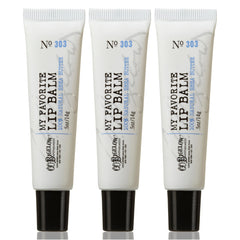 C.O. Bigelow favorite lip balm tubes with three compact tubes for hydration on the go.