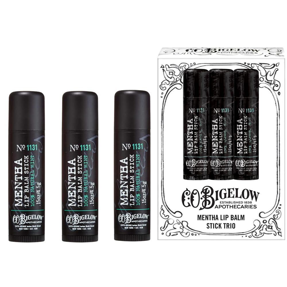 C.O. Bigelow Mentha Lip Balm Stick at home delivers hydration and conditioning.