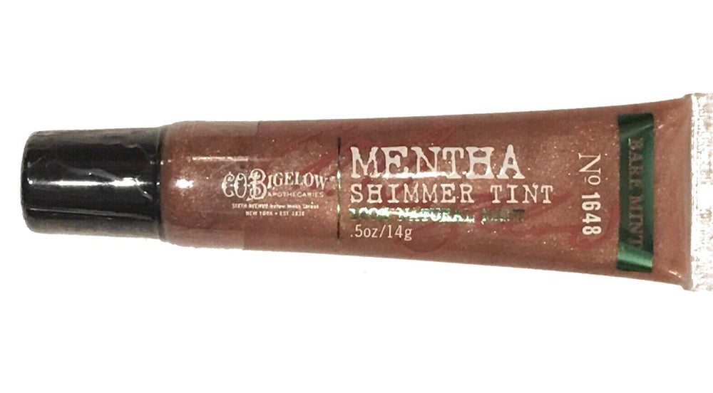 C. O. Bigelow Mentha Shimmer Bare Mint lip gloss closeup with refreshing mint shine for daily wear.
