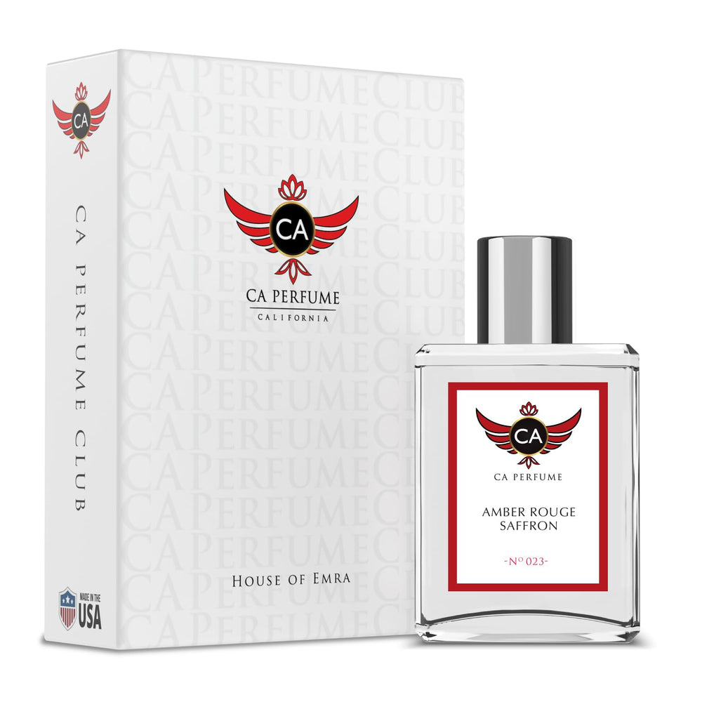CA Perfume Impression Amber Rouge Saffron bottle on display, showcasing premium craftsmanship.