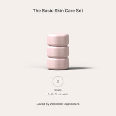 Cadence travel containers basic skincare set petal magnetic label visible for easy identification.