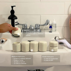 Cadence travel containers sand small capsules ready for travel-sized routines