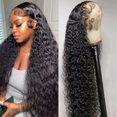 Caijuxing water wave lace front wig 34inch closeup showing natural hairline and waves