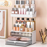 caktraie bathroom organizer with three drawers and two shelves for cosmetics and skincare storage
