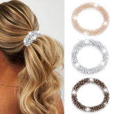 CAKURE rhinestone hair ties champagne crystal close-up for sparkling ponytails