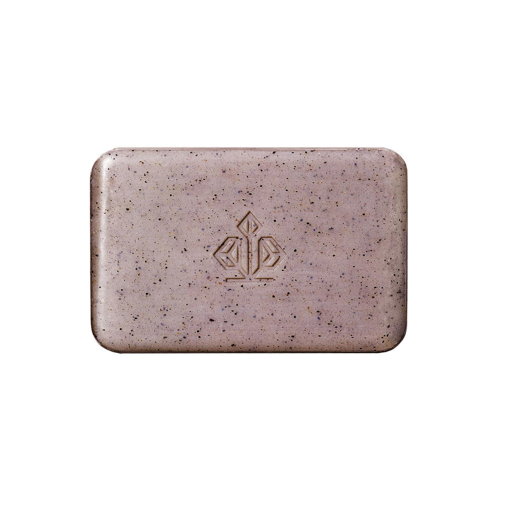 Caldera + Lab The Body Bar bar closeup shows exfoliating texture for smoother skin.