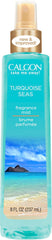 Calgon Turquoise Seas body mist bottle front with refreshing coastal scent for quick refresh