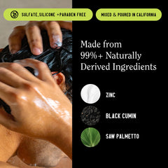 California Naturals Mens Re:GRO Shampoo label with zinc, caffeine, biotin.
