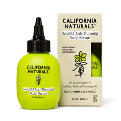 California Naturals Re:GRO serum bottle shows clean vegan formula for thinning hair