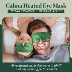Calma 16-pack heated eye mask flat layout reveals full fabric coverage for comfort.