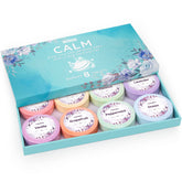 CalmNFiz shower steamers box packaging showcases gift-ready self-care and relaxation.