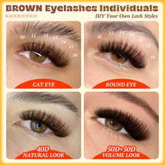 Calphdiar Brown Lash Clusters use 40D/50D densities for natural fullness with light feel.
