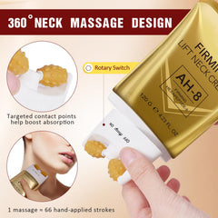 Calyphra PEAQ neck cream on neck and chest demonstrating firming across areas
