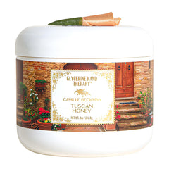 Camille Beckman glycerine hand therapy cream bottle pour shows immediate hydration for dry hands