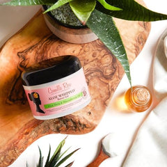 Camille Rose Aloe Whipped Butter Gel on dry hair for molding and define