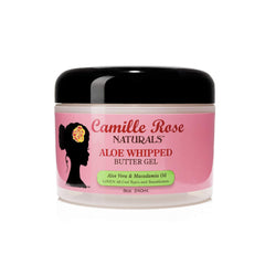 Camille Rose Aloe Whipped Butter Gel jar close-up showing smooth hydration