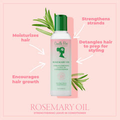 Camille Rose rosemary leave-in on hair demonstrates smooth, manageable strands.