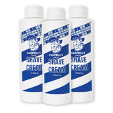 Campbell’s Liquid Shave Cream 8oz bottle pouring for barbershop-quality lather and a smooth shave.