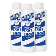 Campbell’s Liquid Shave Cream 8oz bottle pouring for barbershop-quality lather and a smooth shave.