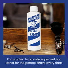 Campbell's Liquid Shave Cream thick-lather close-up delivering smooth, even coverage.