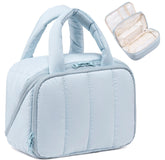 CAMTOP light-blue toiletry bag front pocket 180° opening for quick brush access
