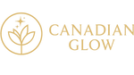 Canadian Glow gold logo with leaf symbol and stars