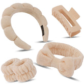 Canitor bow headband shows soft coral fleece for comfortable skincare sessions