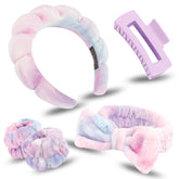 Canitor soft coral fleece bow headband perfect for gentle facial care.