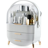 CANITORON makeup organizer front view showcasing spacious compartments for quick, organized makeup access