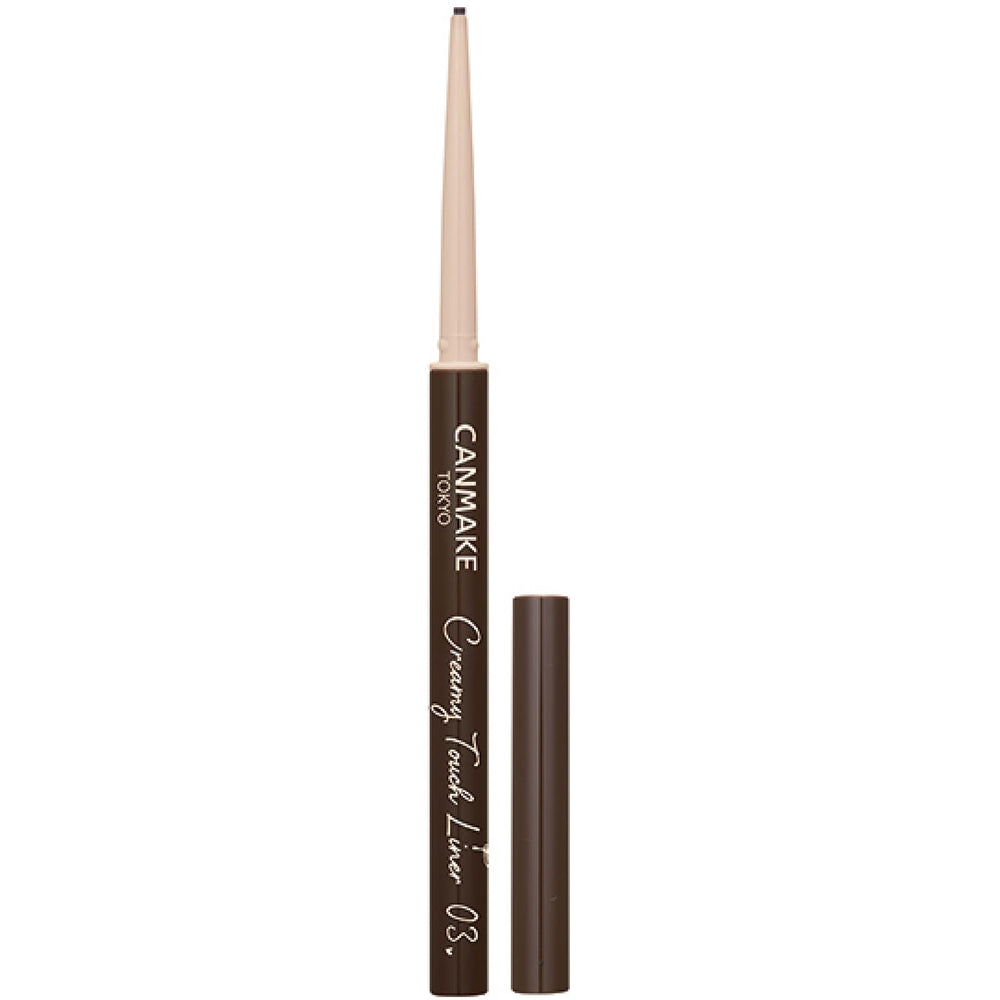 CANMAKE Creamy Touch Liner 03 Dark Brown twist-action for precise, easy application.