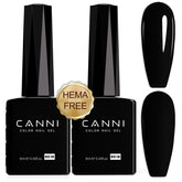 CANNI 2Pcs Hema-Free Black Gel Nail Polish set packaging showcases gift-ready appeal.