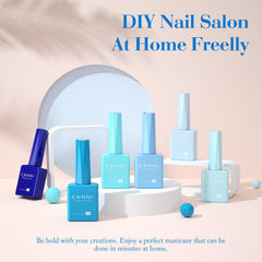 CANNI blue gel polish set color swatches for quick shade comparison