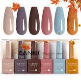 CANNI brown gel nail polish set bottle close-up shows accurate color view for shade planning.