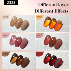 CANNI Brown Jelly Gel Nail Polish Set 3D crystal label close-up showcases premium packaging.