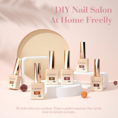 CANNI Brown Jelly Gel Nail Polish Set mocha bottle close-up highlighting rich shade for chic look.