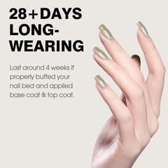 CANNI Champagne Gold Glitter nail swatch shows long-lasting, shiny coverage.