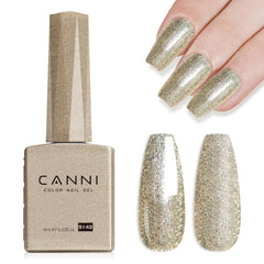 CANNI Champagne Gold Glitter gel bottle with sparkling finish for glossy nails.