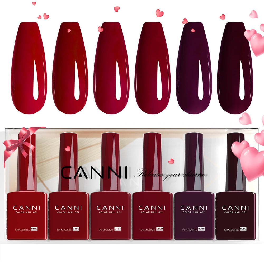 CANNI dark red gel polish bottle shows bold color for a salon-worthy home manicure.