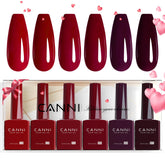 CANNI dark red gel polish bottle shows bold color for a salon-worthy home manicure.