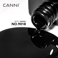 CANNI Hema-Free Black gel polish bottle closeup highlights smooth application.