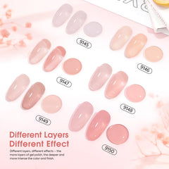 CANNI jelly gel six colors neutral nude pinks for fade-free, sheer gel looks.