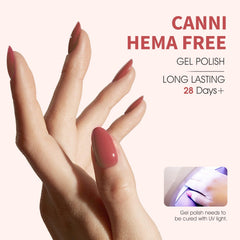 CANNI Light Red Gel Nail Polish close-up pigment showing high-pigment coverage