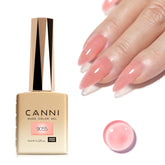 CANNI Nude Pink Gel Nail Polish bottle closeup shows translucent color for precise manicure planning.
