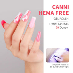 CANNI Pink Gel Nail Polish Set French-tip look for elegant nail art at home.