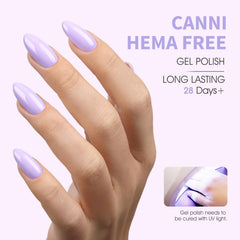 CANNI Purple Gel Nail Polish on nails delivering a glossy, long-lasting finish.